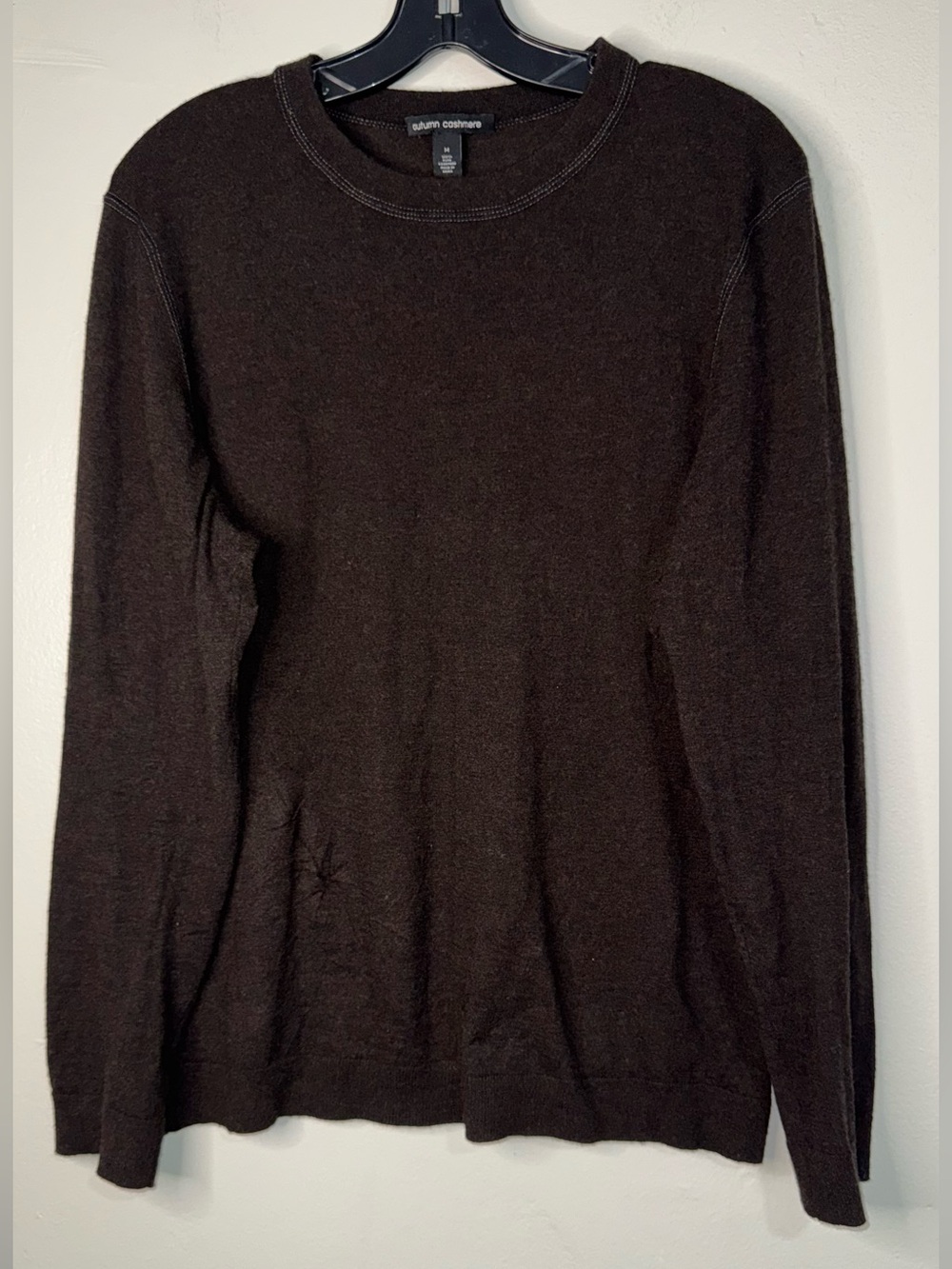 Autumn Cashmere 100% Cashmere Women's Dark Brown Crewneck Sweater